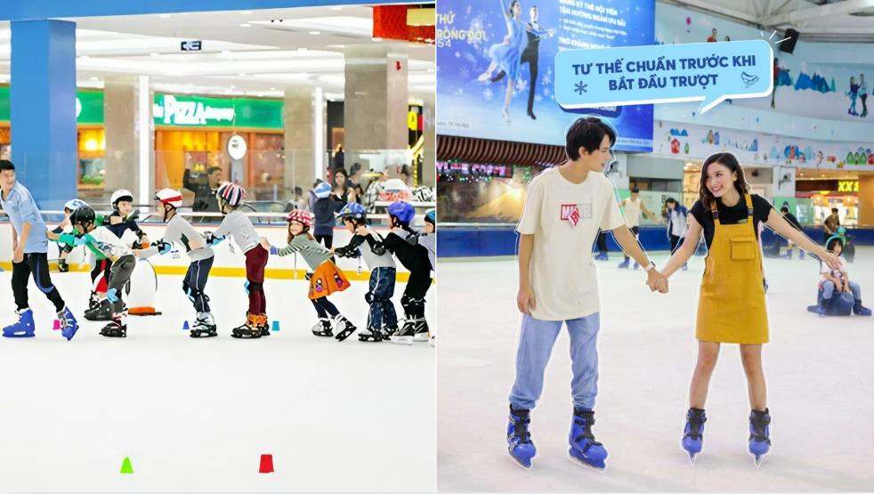Du khách trải nghiệm tại sân băng Vincom Ice Rink